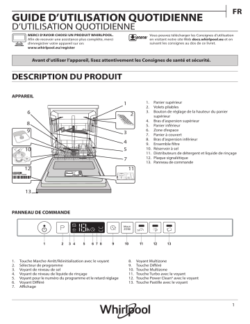 Whirlpool WIO 3T122 PS Dishwasher Manuel utilisateur | Fixfr