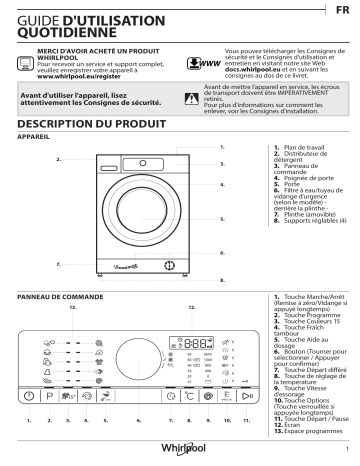 Whirlpool FSCR80428 Washing machine Manuel utilisateur | Fixfr