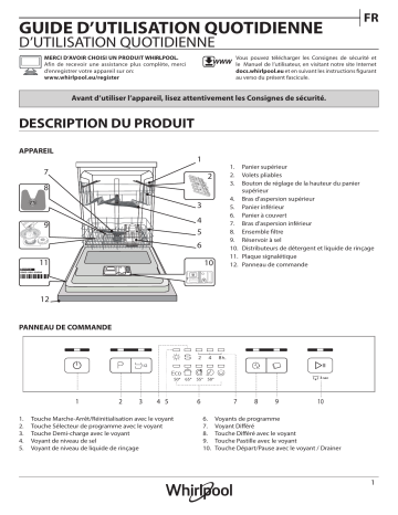 Whirlpool WFE 2B19 X UK N Dishwasher Manuel utilisateur | Fixfr