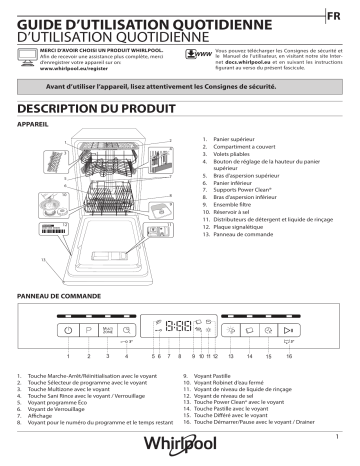 Whirlpool WSFO 3O23 PF X Dishwasher Manuel utilisateur | Fixfr