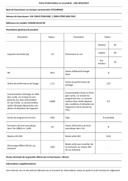 KitchenAid KDSDM 82142 NE Dishwasher Manuel utilisateur