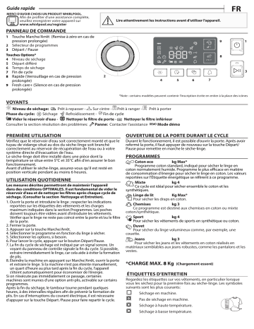 Whirlpool FT M11 82K CH Dryer Manuel utilisateur | Fixfr