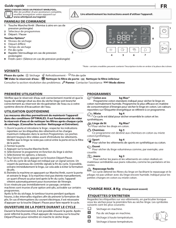 FTNL CM11 8XB | FTBE CM11 8XBB | Whirlpool FT CM11 8XB EU Dryer Manuel utilisateur | Fixfr