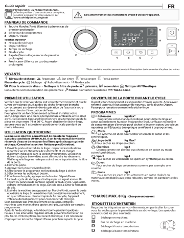 Whirlpool FT M11 81Y FR Dryer Manuel utilisateur | Fixfr