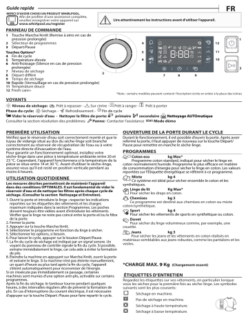 Whirlpool FT M22 9X2Y FR Dryer Manuel utilisateur | Fixfr