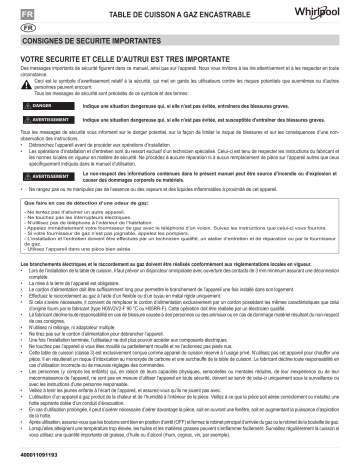 AKT 555 MR | Mode d'emploi | Whirlpool AKT 4000/MR Hob Manuel utilisateur | Fixfr