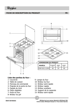 Whirlpool ACM 5611 G/WH Cooker Manuel utilisateur