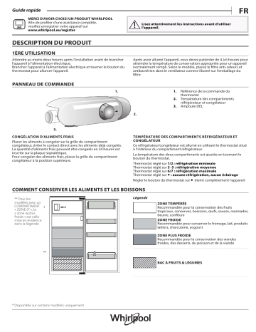 ARG 750/A+ | ARG 734/A+/2 | Whirlpool ARG 733/A+/1 Refrigerator Manuel utilisateur | Fixfr