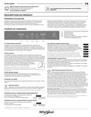 ART 195/63 A+/NF | ART 9620 A+ NF | ART 963/A+/NF | ART 883/A+/NF | ART 884/A+/NF | Whirlpool ART 880/A+/NF Fridge/freezer combination Manuel utilisateur | Fixfr