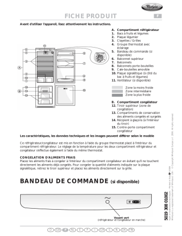 ART 458 A+ LH | ART 468 A+ LH | ART 498/3/A | Whirlpool ART 486/A+/5 LH Fridge/freezer combination Manuel utilisateur | Fixfr