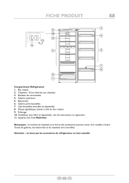 Whirlpool WME1885 DFC TS Refrigerator Manuel utilisateur