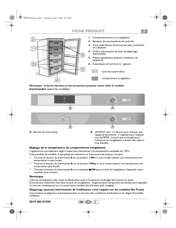 Whirlpool WVF 2674 NF Freezer Manuel utilisateur | Fixfr