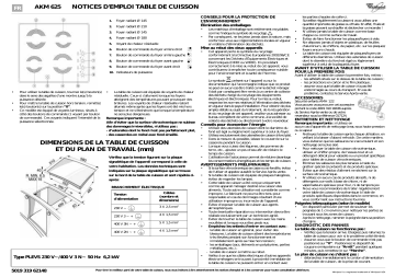 Whirlpool AKM 625/IX Hob Manuel utilisateur | Fixfr