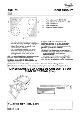 Whirlpool AKR 105/WH Hob Manuel utilisateur