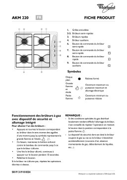 Whirlpool AKM 220/NB Hob Manuel utilisateur