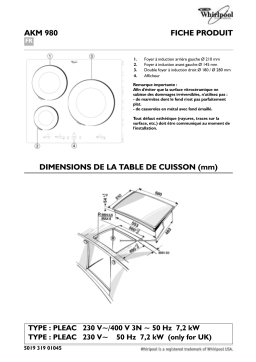 Whirlpool AKM 980/BA Hob Manuel utilisateur