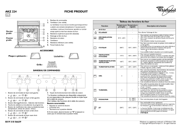 AKZ 224/NB | AKZ 224/IX | AKZ 224/WH | Whirlpool AKZ 649/IX Oven Manuel utilisateur | Fixfr