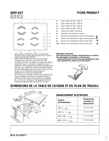 AKM 607/IX/02 | Whirlpool AKM 607/WH/01 Hob Manuel utilisateur | Fixfr