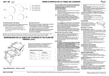 Whirlpool AKT 108/NE Hob Manuel utilisateur | Fixfr