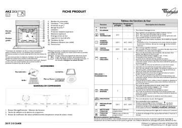 AKZ 213/NB | AKZ 213/WH | Whirlpool AKZ 213/IX Oven Manuel utilisateur | Fixfr