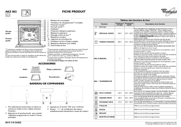 AKZ 802/NB | AKZ 802/WH | Whirlpool AKZ 802/IX Oven Manuel utilisateur | Fixfr