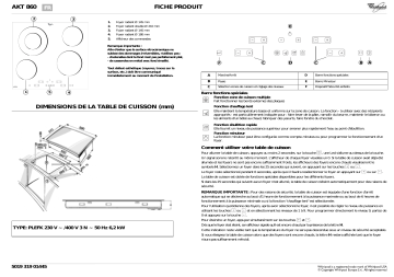 Whirlpool AKT 860/NE Hob Manuel utilisateur | Fixfr