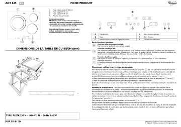 Whirlpool AKT 845/BA Hob Manuel utilisateur | Fixfr