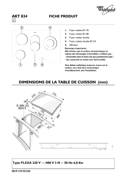 Whirlpool AKT 834/BA Hob Manuel utilisateur