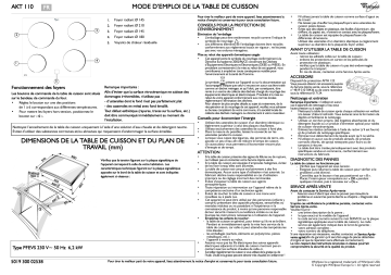 Whirlpool AKT 110/IX Hob Manuel utilisateur | Fixfr