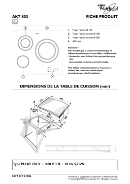 Whirlpool AKT 803/LX Hob Manuel utilisateur