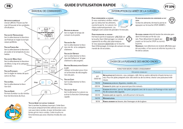 Whirlpool FT 370 WH Microwave Manuel utilisateur | Fixfr