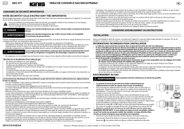 Ignis AKS 377/NB Hob Manuel utilisateur | Fixfr