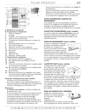 WBE3322 NFS AQUA | WBE3326 NFX AQUA | WBE3322 A+NFXL AQUA | WBE3322 A+NFSL AQUA | WBE3322 A+NFXAQUA | WBE3325 NF TS AQUA | Whirlpool WBE3325 NF IX AQUA Fridge/freezer combination Manuel utilisateur | Fixfr