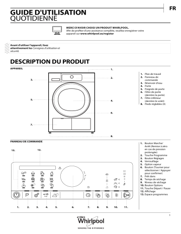 Whirlpool HSCX 90532 Dryer Manuel utilisateur | Fixfr