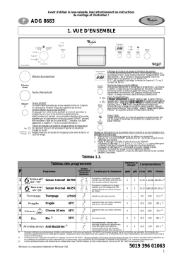 Whirlpool ADG 8683 NB Dishwasher Manuel utilisateur