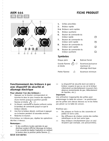 Whirlpool AKM 444/NB Hob Manuel utilisateur | Fixfr