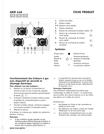 Whirlpool AKM 446/NB Hob Manuel utilisateur | Fixfr