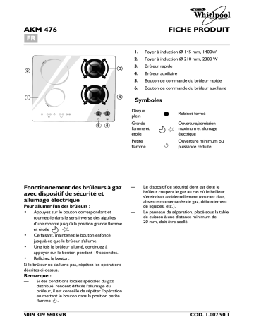 Whirlpool AKM 476 Hob Manuel utilisateur | Fixfr