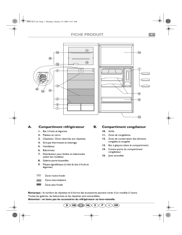 ARC 3750 | ART 687/IX/LH | ART 107/3 | ART 687/IX | Whirlpool ARC 3730 Fridge/freezer combination Manuel utilisateur | Fixfr