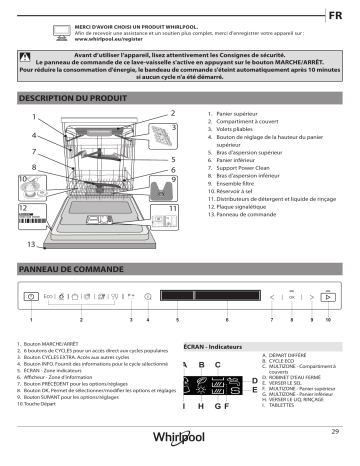 Whirlpool WIS 1150 PEL Dishwasher Manuel utilisateur | Fixfr