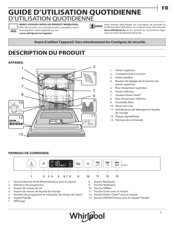 Whirlpool WIO 3T133 PFE Dishwasher Manuel utilisateur | Fixfr