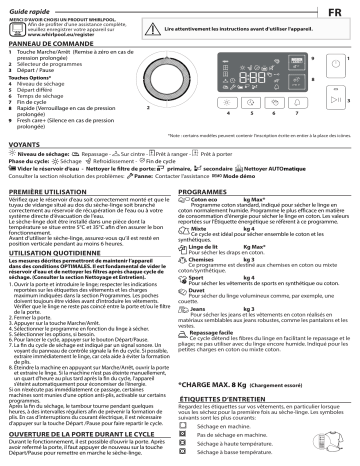 Whirlpool FFT M11 8X2WSY FR Dryer Manuel utilisateur | Fixfr