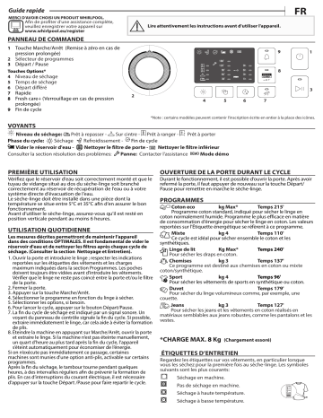 Whirlpool FFT M10 81 FR Dryer Manuel utilisateur | Fixfr