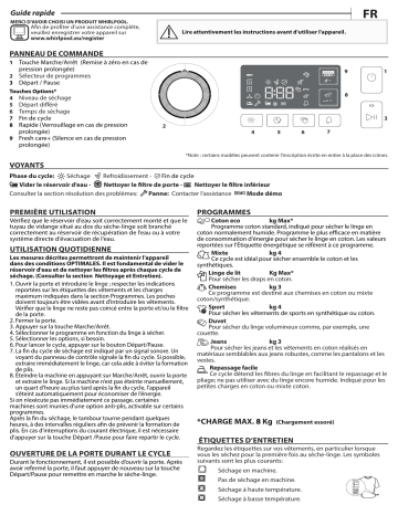 FFT CM11 8BSK EX | Whirlpool FFT CM11 8B GCC Dryer Manuel utilisateur | Fixfr