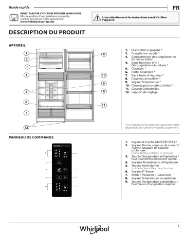 Whirlpool WT70E 952 X Fridge/freezer combination Manuel utilisateur | Fixfr