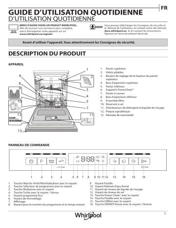 Whirlpool WFO 3T141 P X Dishwasher Manuel utilisateur | Fixfr