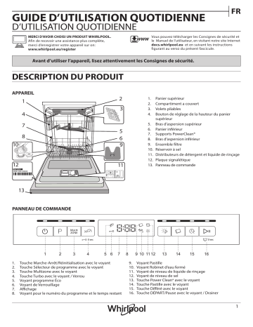 Whirlpool WBO 3T133 PF X Dishwasher Manuel utilisateur | Fixfr