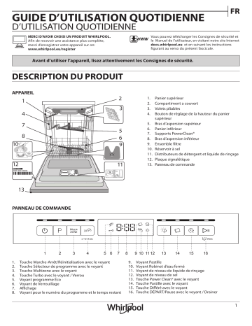 Whirlpool WCBO 3T133 PF I Dishwasher Manuel utilisateur | Fixfr