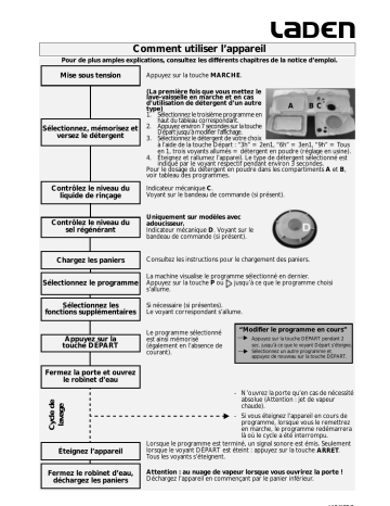 LADEN LVI 60 Dishwasher Manuel utilisateur | Fixfr