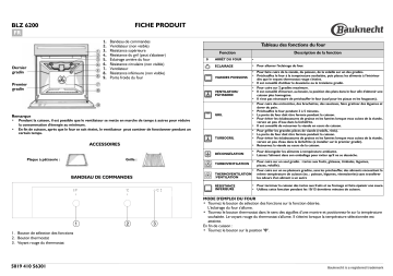 BLZ 6200/WS | BLZ 6200/SW | Bauknecht BLZ 6200 IN Oven Manuel utilisateur | Fixfr